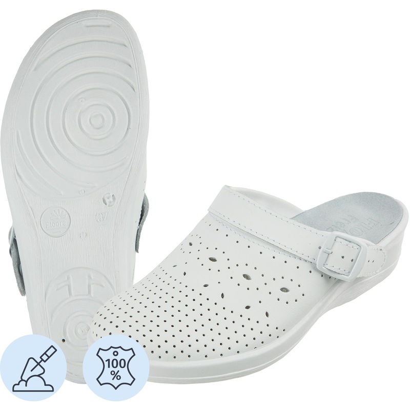 Изображение товара Сабо женские Яна ПВХ из натуральной кожи белые размер 40 с ремешком (51-03/69580108)