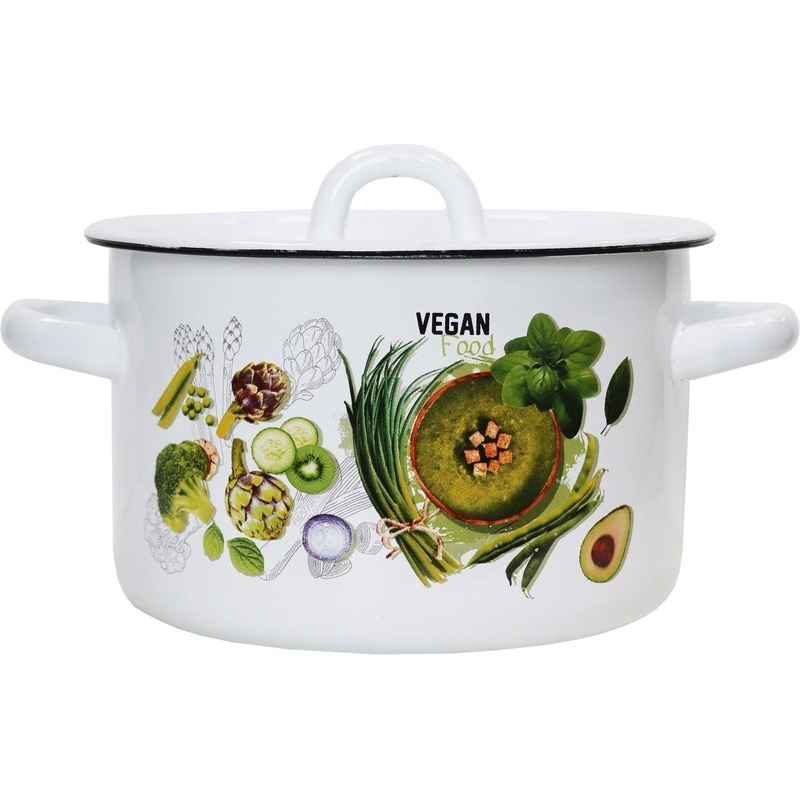 Изображение товара Кастрюля Эмаль Веган 4.5 л из эмалированной стали с крышкой для индукционных плит