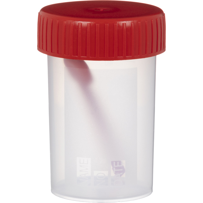 Изображение товара Контейнер для сбора биоматериалов Пластилаб стерильный с ложкой 60 мл (500 штук в упаковке)