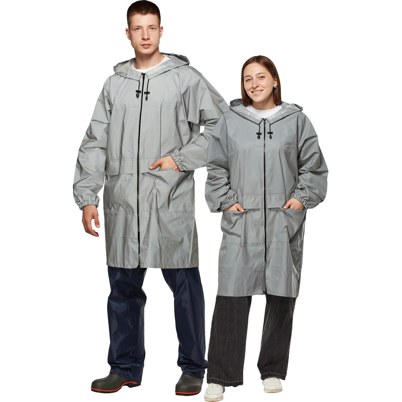 Изображение товара Влагозащитный плащ Турист Флеш серый размер 44-46 с отражателями