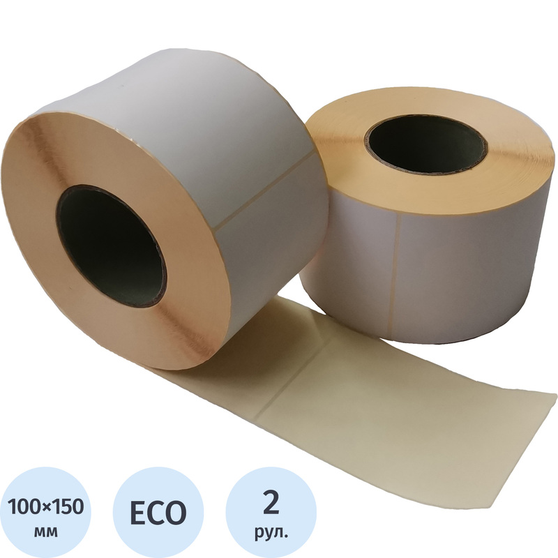 Изображение товара Термоэтикетки 100х150 мм ЭКО для термопринтеров, 2 рулона по 1000 шт