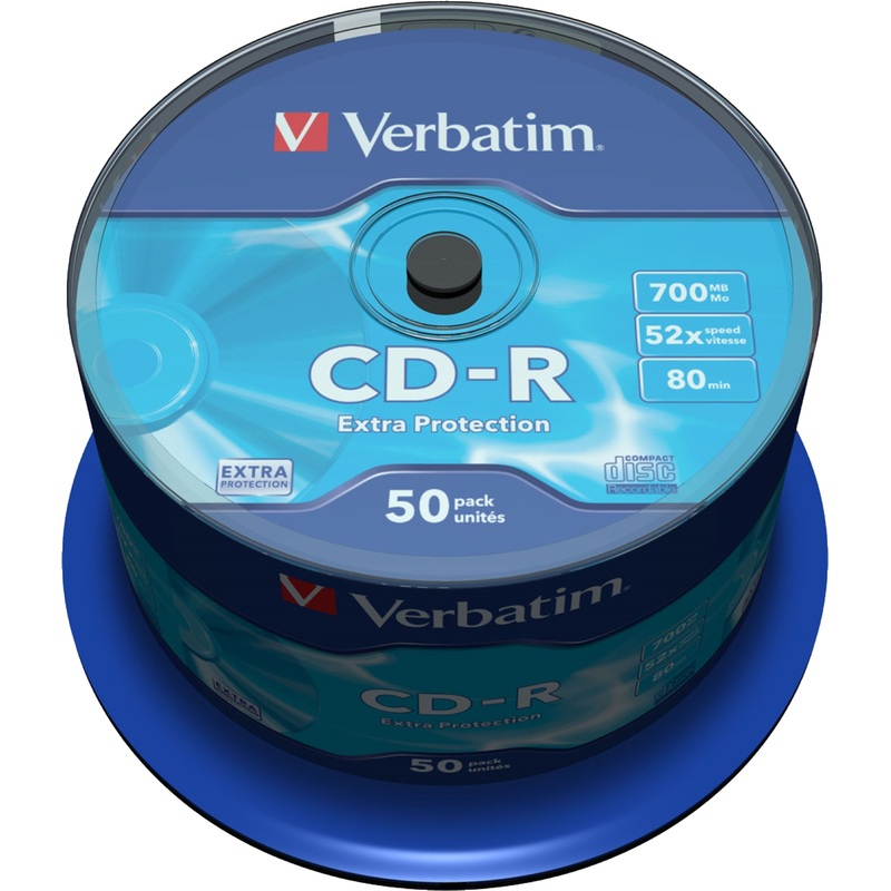 Изображение товара Диск CD-R Verbatim 700 МБ 52x cake box 43351 (50 штук)