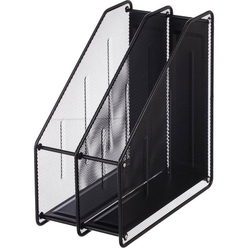 Изображение товара Вертикальный лоток для бумаг А4 Комус металлический 2 отделения черный