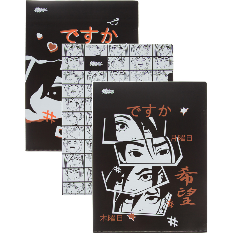 Изображение товара Папка-уголок №1 School Аниме Комикс А4 пластиковая 180 мкм, 3 шт в упаковке