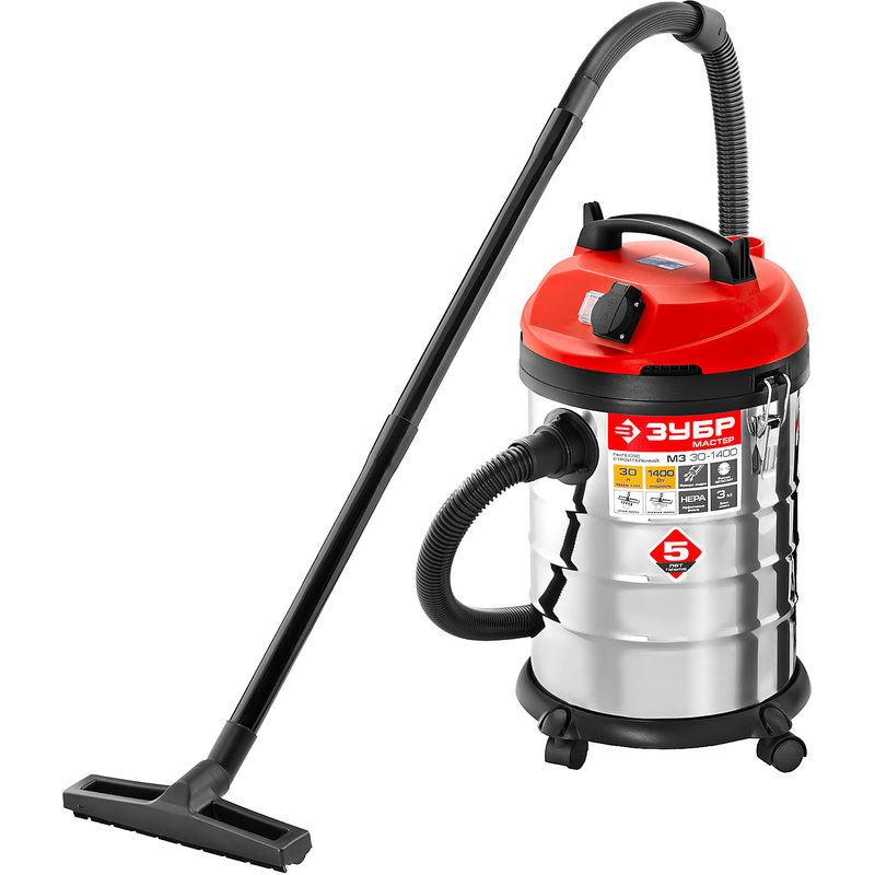 Изображение товара Строительный пылесос ЗУБР ПУ-30-1400 М3 для сухой и влажной уборки