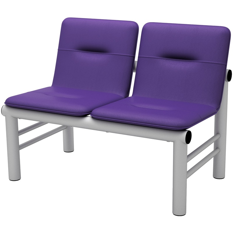 Изображение товара Многоместная секция Троя СМ 105UN-02 фиолетовая/алюминий муар, 2 места, искусственная кожа