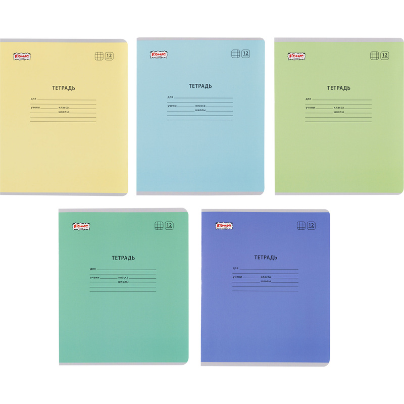Изображение товара Школьная тетрадь А5 в клетку 12 листов в ассортименте Россия