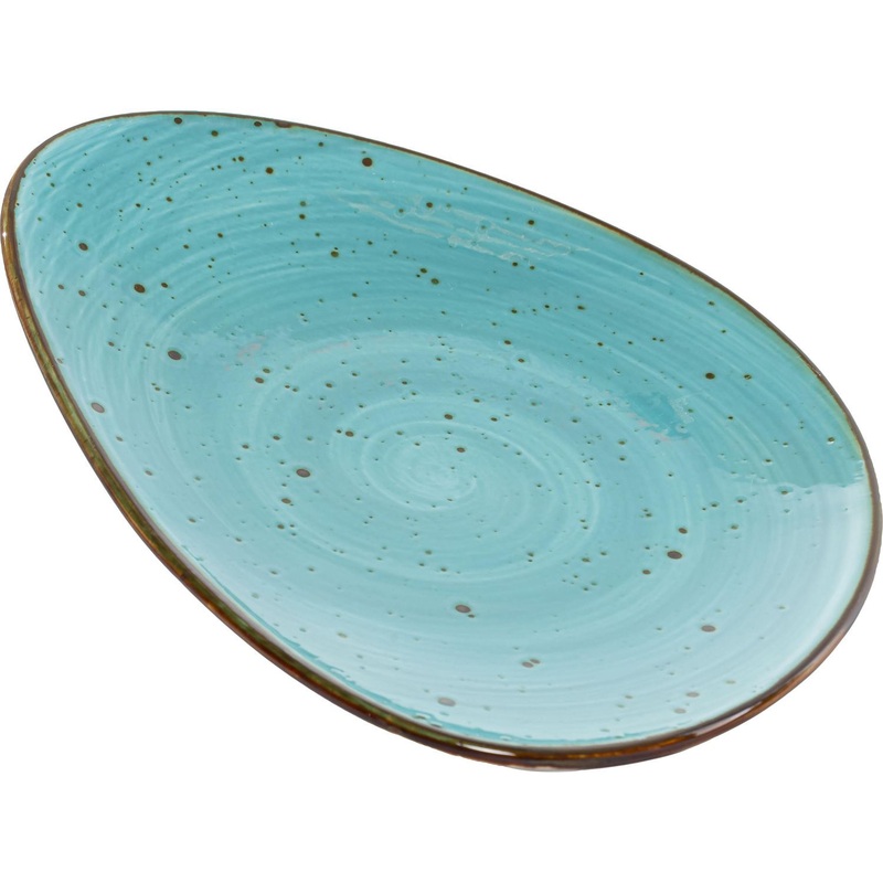 Изображение товара Тарелка Samold Хорека Бирюза 26х20 см из фарфора для подачи блюд