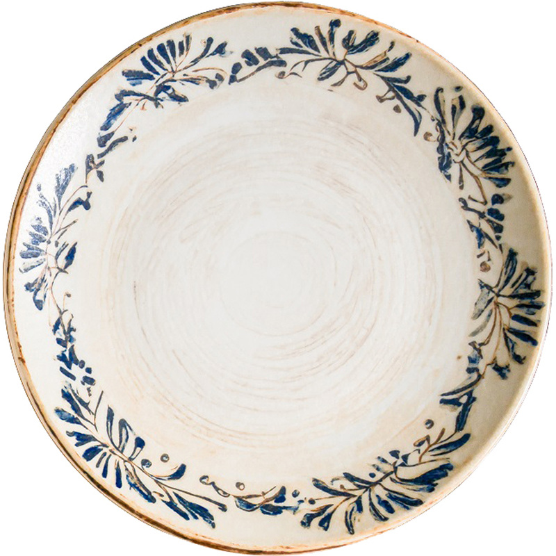 Изображение товара Универсальная тарелка Bonna Грэндма Гурмэ фарфор 27 см бежево-синяя стильная посуда