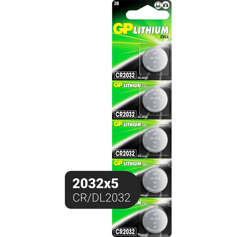 Изображение товара Батарейка CR2032 GP Lithium 5 штук в упаковке на длительный срок хранения
