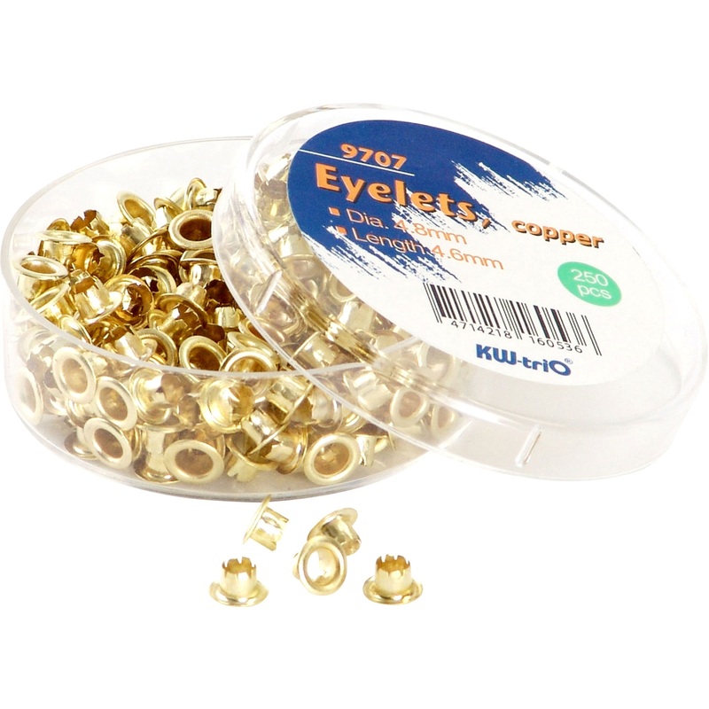 Изображение товара Люверсы для дыроколов KW-Trio золотистые диаметр 4.8 мм 250 штук