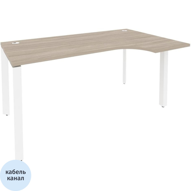 Изображение товара Эргономичный правый рабочий стол ONIX-П O.MP-SA-1R Дуб аттик белый 1580х980х750 мм