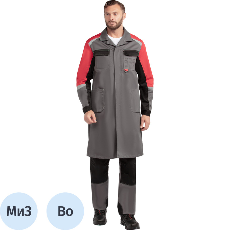 Изображение товара Халат рабочий Грегаль (л23) мужской серый/красный