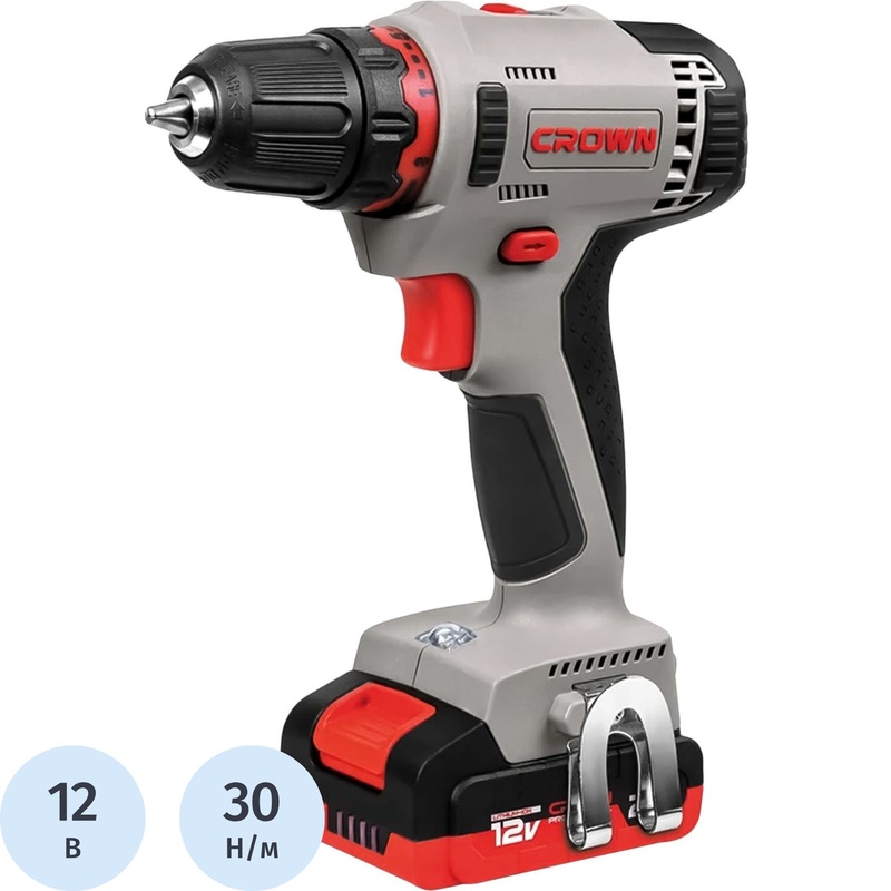 Изображение товара Аккумуляторная дрель-шуруповерт Crown CT21081H-2 BMC 12В 2 Ач кейс