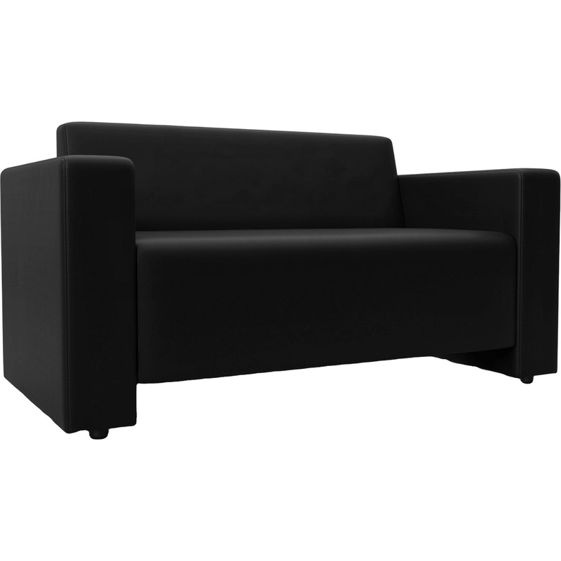 Изображение товара Двухместный диван Оптима Лига 095 экокожа черный современный стиль