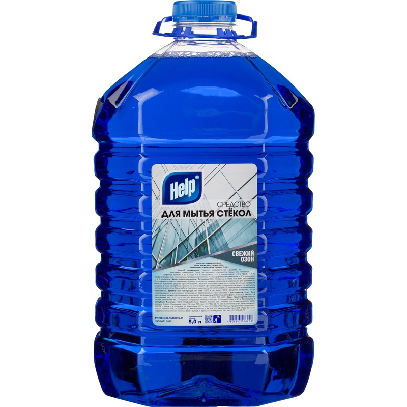 Изображение товара Средство для стекол и зеркал Help Свежий озон 5 л быстро очищает и блестит