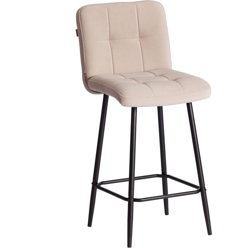 Изображение товара Стул полубарный TetChair Medeo бежевый чёрный велюр металл Россия
