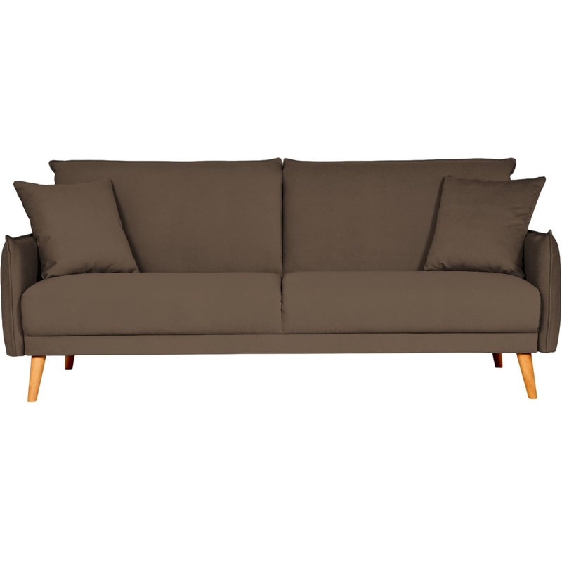 Изображение товара Диван трехместный раскладной Finsoffa Natten в коричневом велюре с механизмом еврокнижка