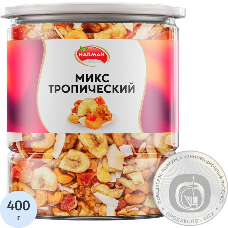Изображение товара Коктейль Narmak Тропический смесь орехов и сухофруктов 400 г