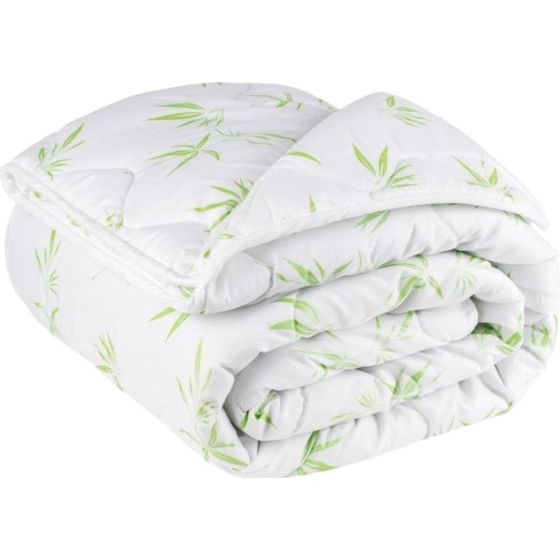 Изображение товара Одеяло 2-спальное Эльф Бамбук 172х205 см стеганое с кантом зеленое/белое