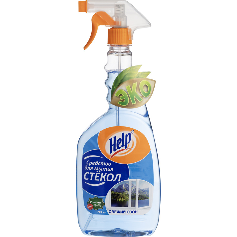 Изображение товара Средство для мытья стёкол и зеркал Help Свежий озон 0.75 л (1-0339)