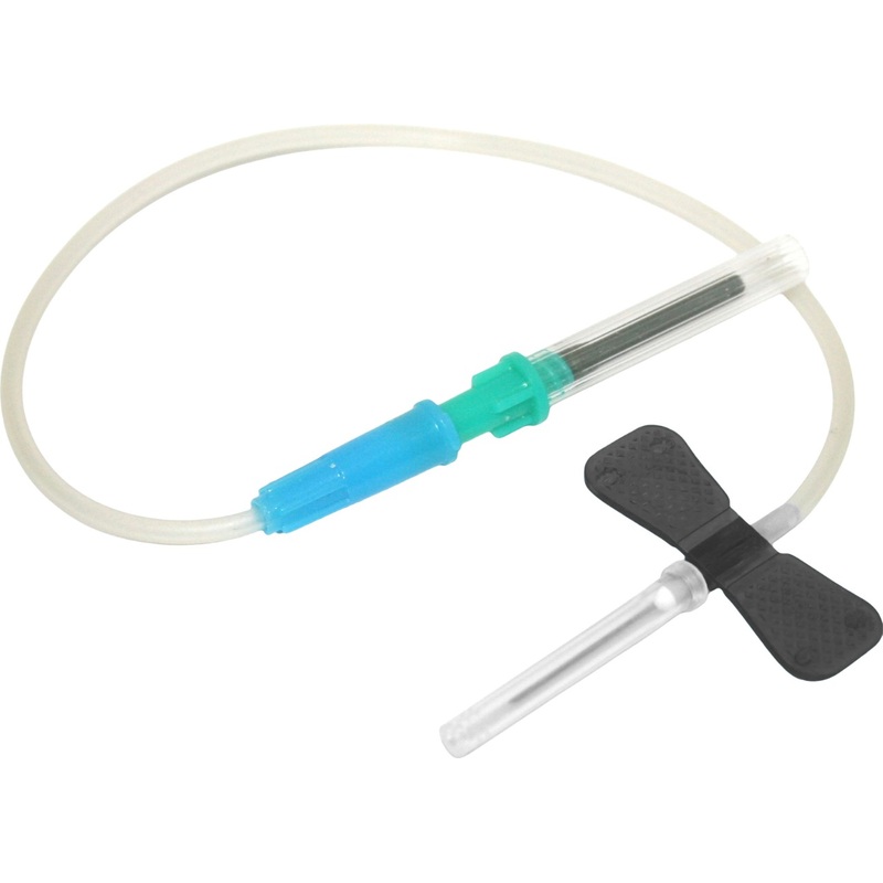 Изображение товара Игла-бабочка Kometaline G22 (0.7x20 мм) чёрная с луер-адаптером (100 штук в упаковке)