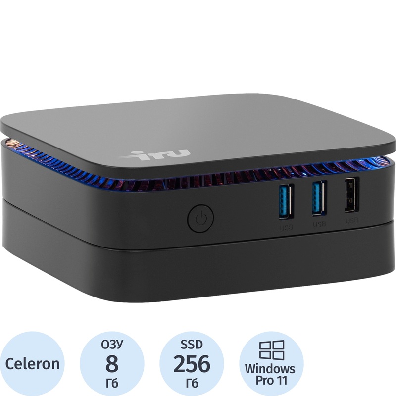 Изображение товара Неттоп iRU 110JLCN Celeron N4500/DDR4 8 ГБ/SSD 256 ГБ/Windows 11 Pro (2152163)
