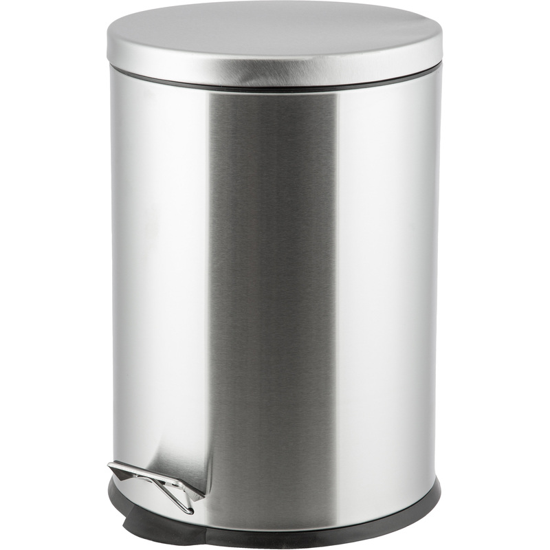 Изображение товара Уценка. Ведро мусорное 20 л нержавеющая сталь с педалью с крышкой серебристое (45x31x31 см)