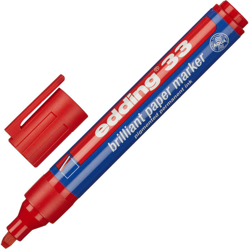 Изображение товара Маркер перманентный пигментный Edding E-33/002 красный (толщина линии 1,5-3 мм) скошенный наконечник
