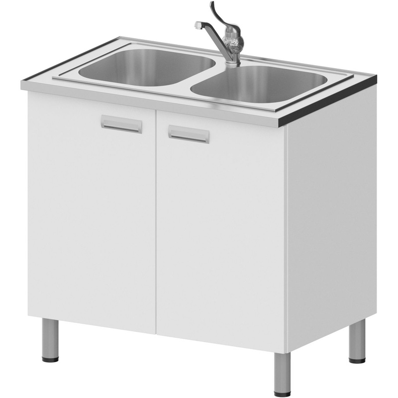 Изображение товара Лабораторный стол с мойкой и тумбой НУМЛ-МСК/СЛ-03-216 белый 900х600х900 мм