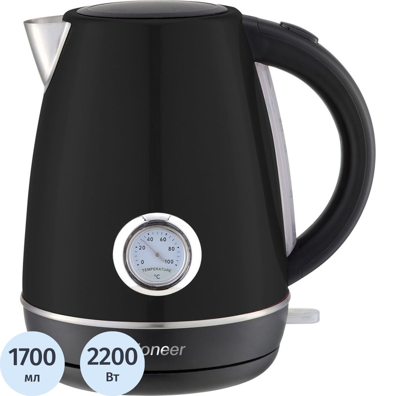 Изображение товара Электрический чайник Pioneer KE565M чёрный 1700 мл 2200 Вт