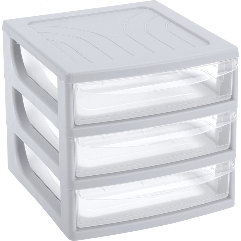 Изображение товара Органайзер с 3 выдвижными лотками Econova серый бесцветный 175х186х214 мм