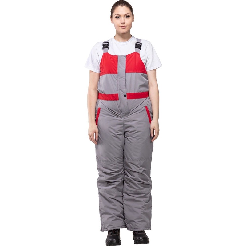 Изображение товара Полукомбинезон рабочий зимний женский з10-ПК серый/красный (размер 56-58, рост 158-164)