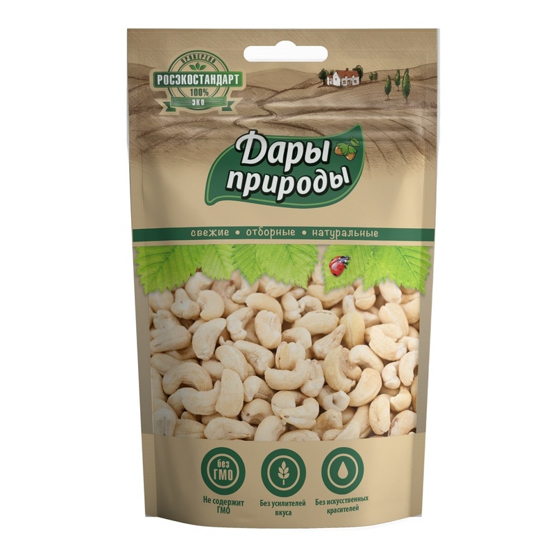 Изображение товара Кешью Дары природы без обжарки 150 г натуральный светло-кремовый вкус