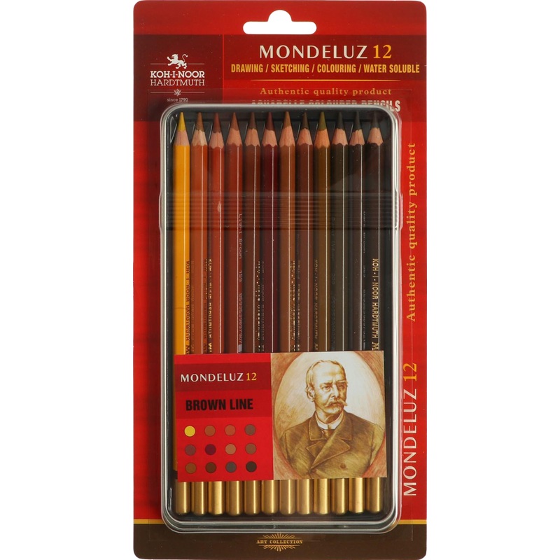 Изображение товара Карандаши акварельные Koh-i-Noor Mondeluz коричневые 12 цветов профессиональные