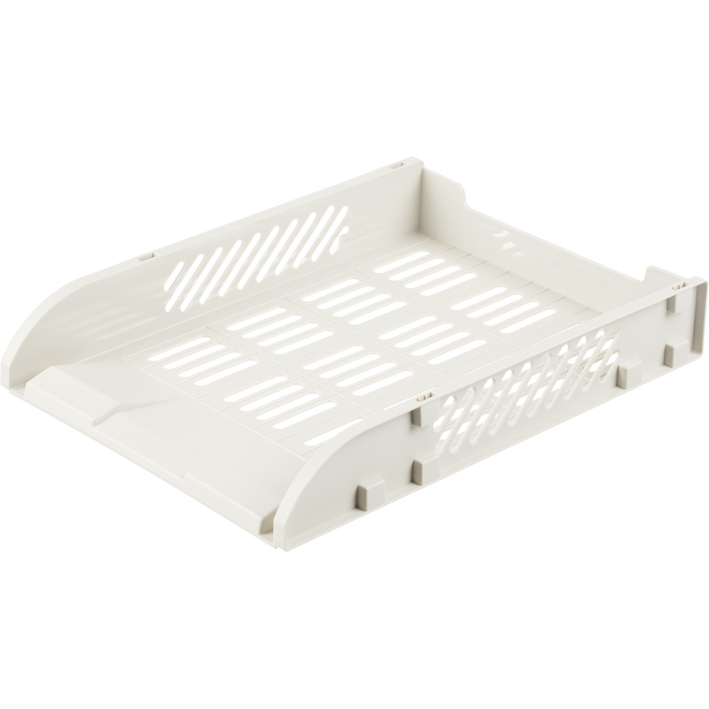 Изображение товара Горизонтальный трехсекционный лоток для бумаг Deli E9217 Grey решетчатый серый