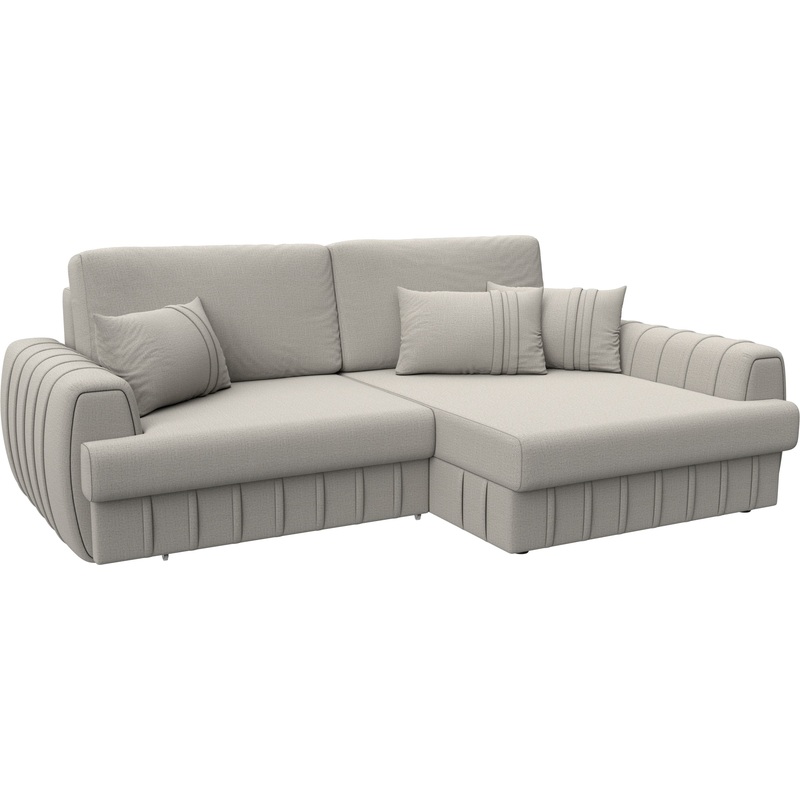 Изображение товара Угловой диван-кровать Комфорт Лига-057 НПБ бежевый рогожка с ящиками и еврокнижкой