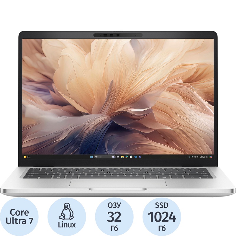 Изображение товара Ноутбук Dell Pro 13 Plus 13.3" серебристый Intel Core Ultra 7 268V/32 ГБ/SSD 1024 ГБ (Pro13Plus-7223)
