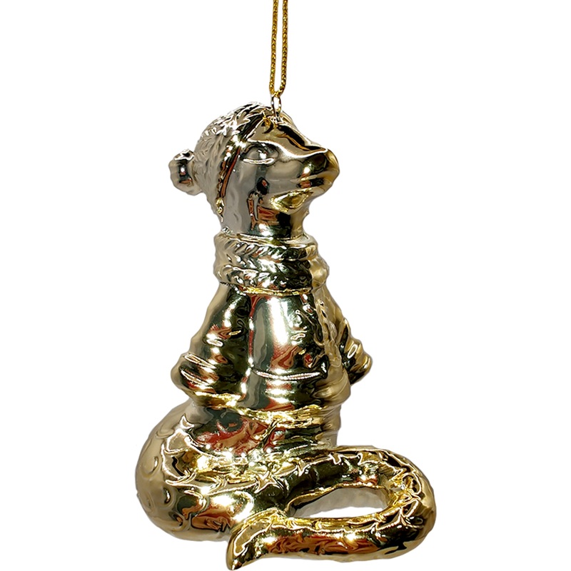 Изображение товара Золотистая фарфоровая ёлочная игрушка Змея 8 см для новогоднего декора Magic Time