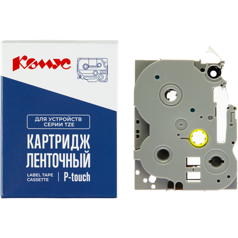 Изображение товара Картридж Комус TZE-143 для принтера Brother 18 мм прозрачный синий шрифт