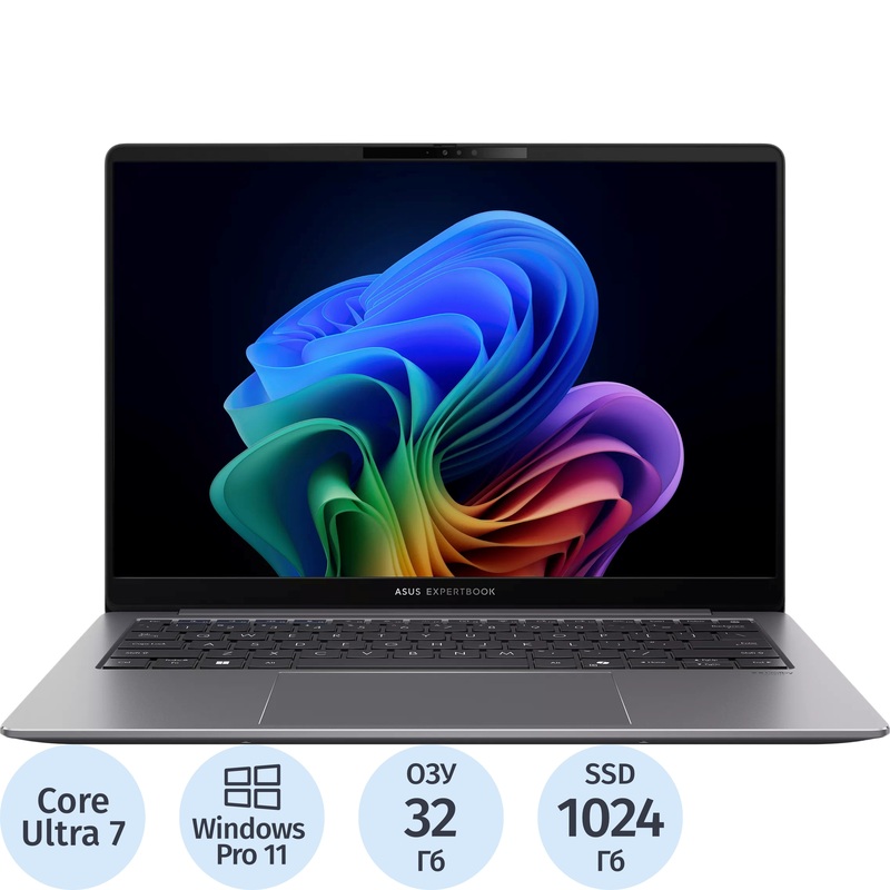 Изображение товара Ноутбук Asus ExpertBook Mainstream P5405CSA-NZ0306X 14" серый Intel Core Ultra 7 258V/32 ГБ/SSD 1024 ГБ (90NX0861-M00CP0)