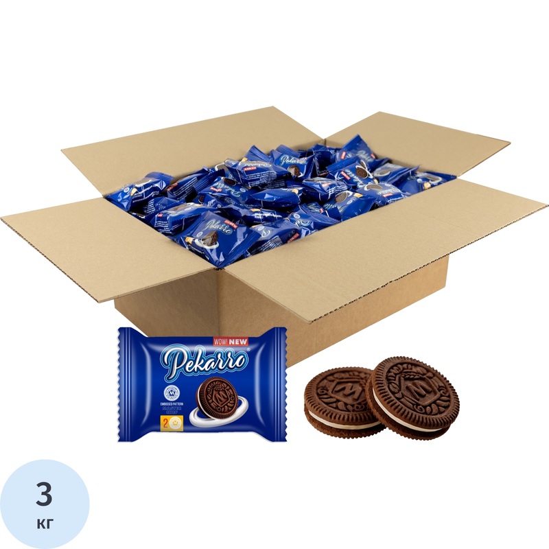 Изображение товара Печенье сахарное Pekarro с какао и ванильной начинкой 3 кг