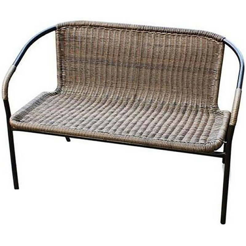 Изображение товара Диван Марсель коричневый и черный искусственный ротанг металл 2 места