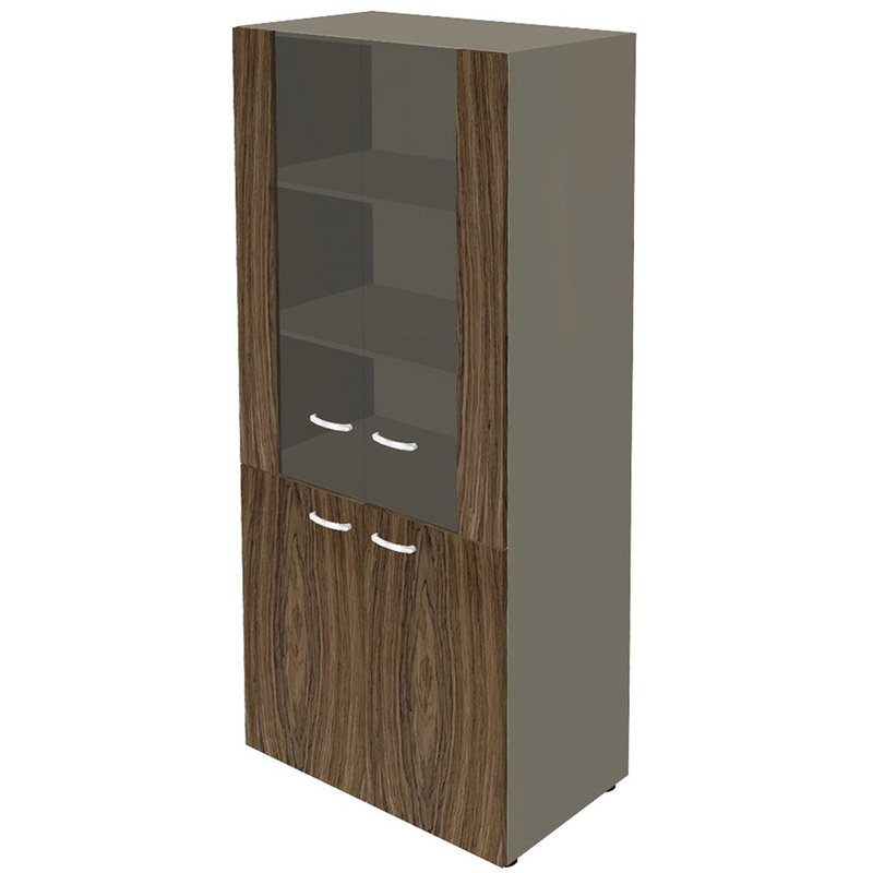 Изображение товара Шкаф для документов New.Tone Nt-47 орех Ондо 880x460x2045 мм стекло МДФ ЛДСП