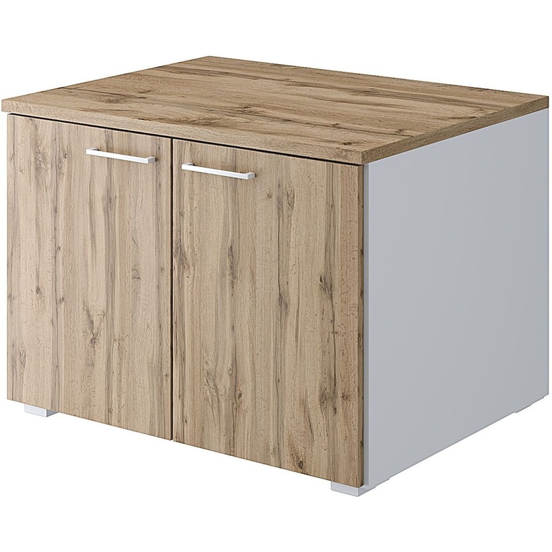 Изображение товара Тумба подкатная Комус Мебель K-Loft 241T004 для оргтехники (дуб натуральный/белый, 786х616х568 мм)