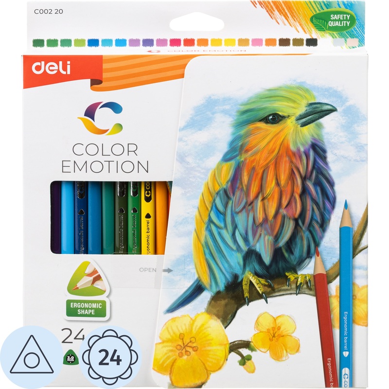 Изображение товара Цветные карандаши Deli Color Emotion 24 шт трехгранные для творчества и иллюстраций