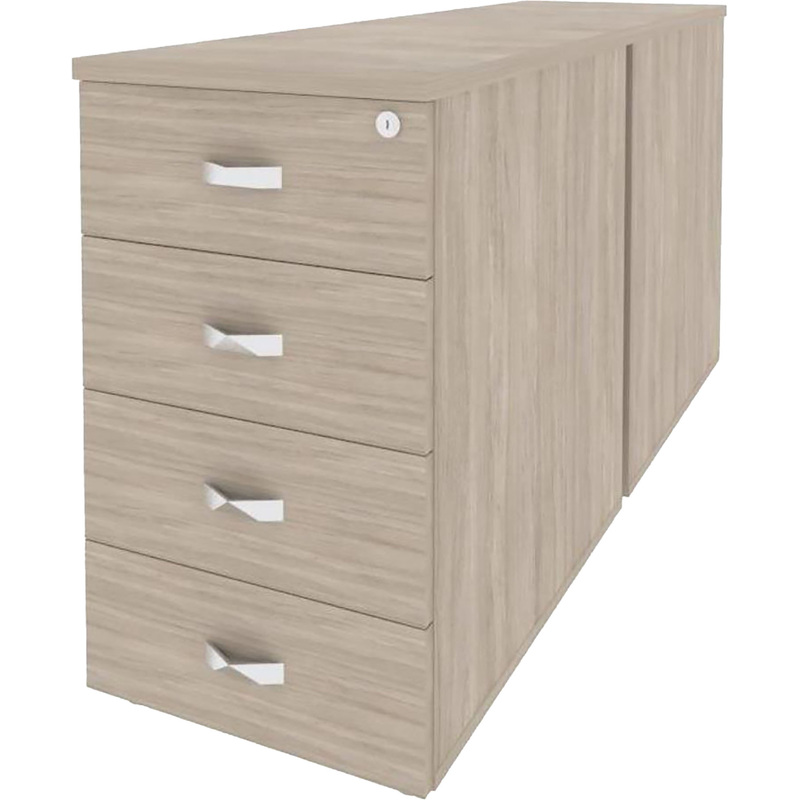 Изображение товара Тумба приставная двойная Onix O.TPO-2.7 с центральным замком (дуб аттик, 432х1475х750 мм, 8 ящиков)