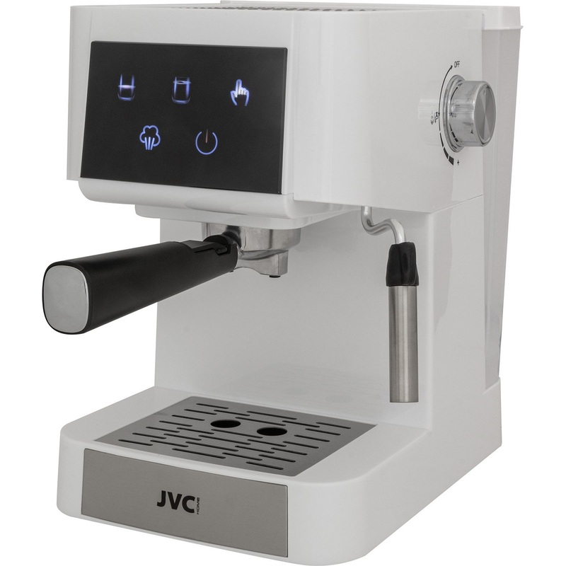 Изображение товара Кофеварка JVC JK-CF40 рожковая с капучино, 1.5 л, 950 Вт, белая