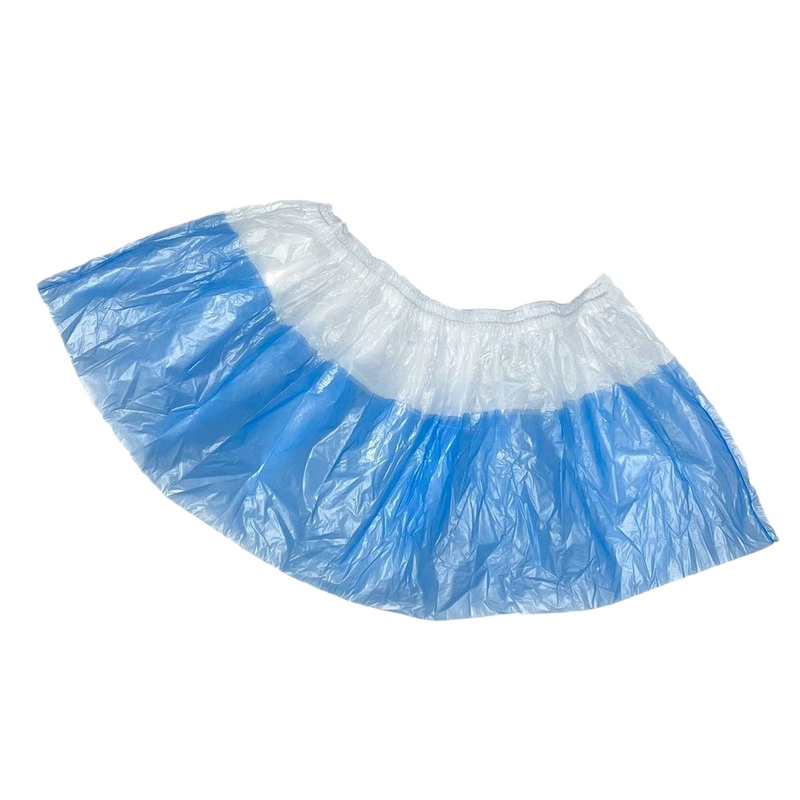 Изображение товара Бахилы одноразовые Unite полиэтиленовые повышенной плотности 27 мкм белые/синие (5.5 гр, 1000 пар в упаковке)