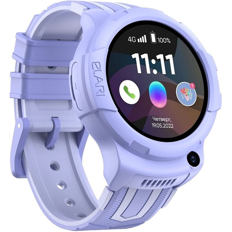 Изображение товара Уцененные смарт-часы Elari 4G Wink лиловые с GPS Bluetooth водостойкие дети